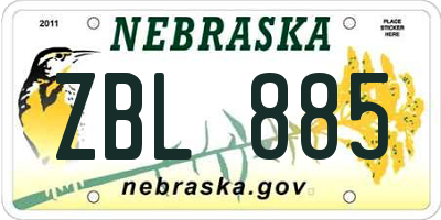 NE license plate ZBL885
