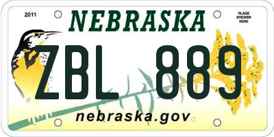 NE license plate ZBL889