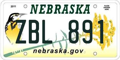 NE license plate ZBL891