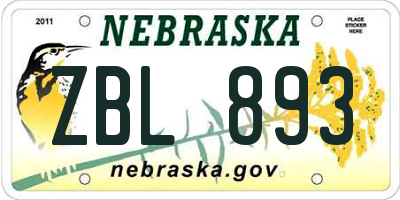 NE license plate ZBL893