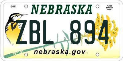 NE license plate ZBL894