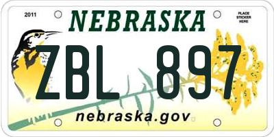 NE license plate ZBL897