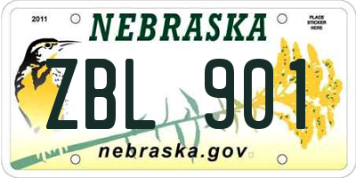 NE license plate ZBL901