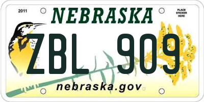 NE license plate ZBL909