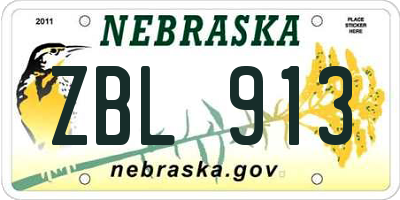 NE license plate ZBL913