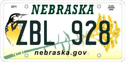 NE license plate ZBL928