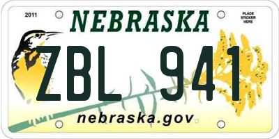 NE license plate ZBL941