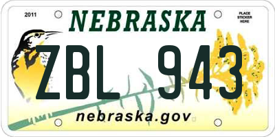 NE license plate ZBL943