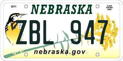 NE license plate ZBL947