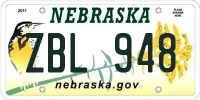 NE license plate ZBL948