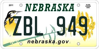 NE license plate ZBL949