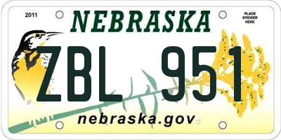 NE license plate ZBL951