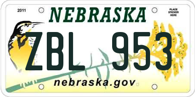 NE license plate ZBL953