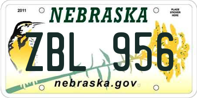 NE license plate ZBL956