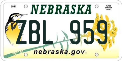 NE license plate ZBL959