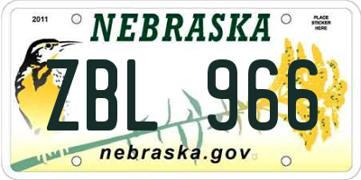 NE license plate ZBL966