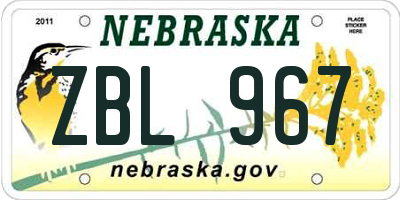 NE license plate ZBL967