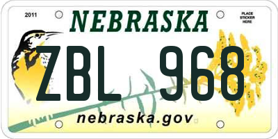 NE license plate ZBL968