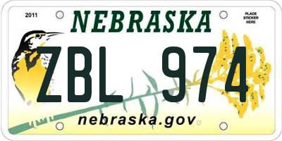 NE license plate ZBL974