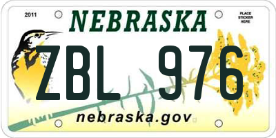 NE license plate ZBL976