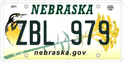 NE license plate ZBL979