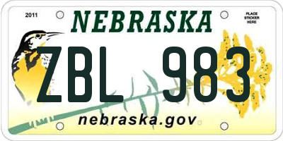 NE license plate ZBL983