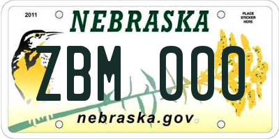 NE license plate ZBM000