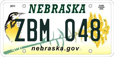 NE license plate ZBM048