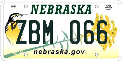 NE license plate ZBM066