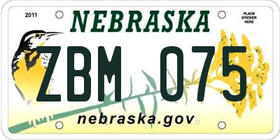 NE license plate ZBM075