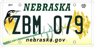 NE license plate ZBM079