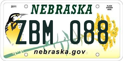 NE license plate ZBM088