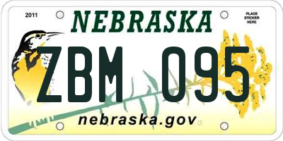 NE license plate ZBM095