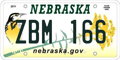 NE license plate ZBM166