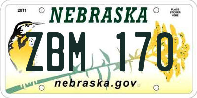 NE license plate ZBM170