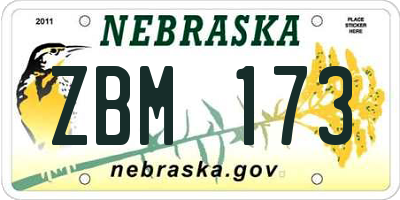 NE license plate ZBM173