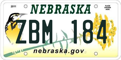 NE license plate ZBM184