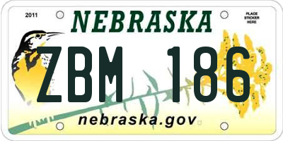 NE license plate ZBM186