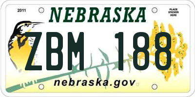 NE license plate ZBM188