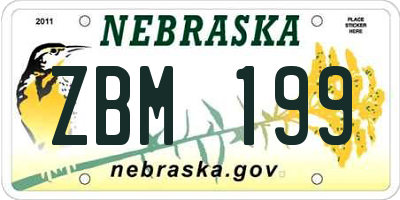 NE license plate ZBM199