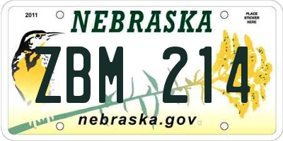 NE license plate ZBM214