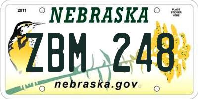 NE license plate ZBM248
