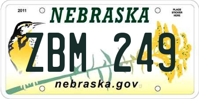 NE license plate ZBM249