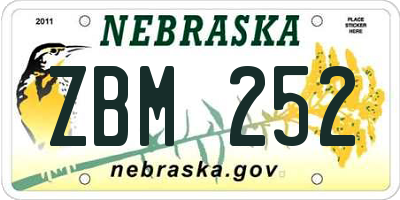 NE license plate ZBM252