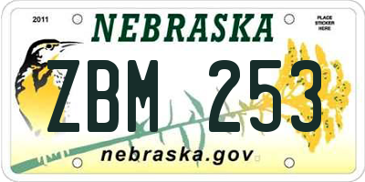 NE license plate ZBM253