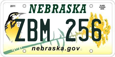 NE license plate ZBM256