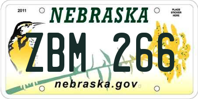 NE license plate ZBM266