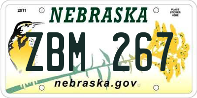 NE license plate ZBM267