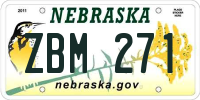NE license plate ZBM271