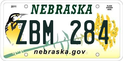NE license plate ZBM284